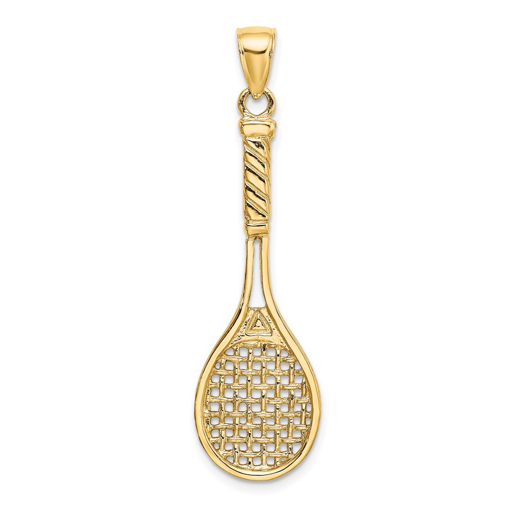 14K 3-D Polished Tennis Racquet Charm (K8749)