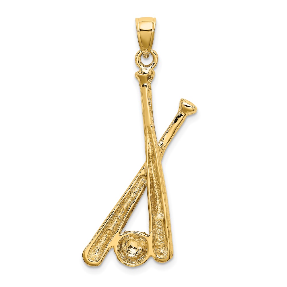 14K 2-D Baseball Bats and Ball Charm (K8756)