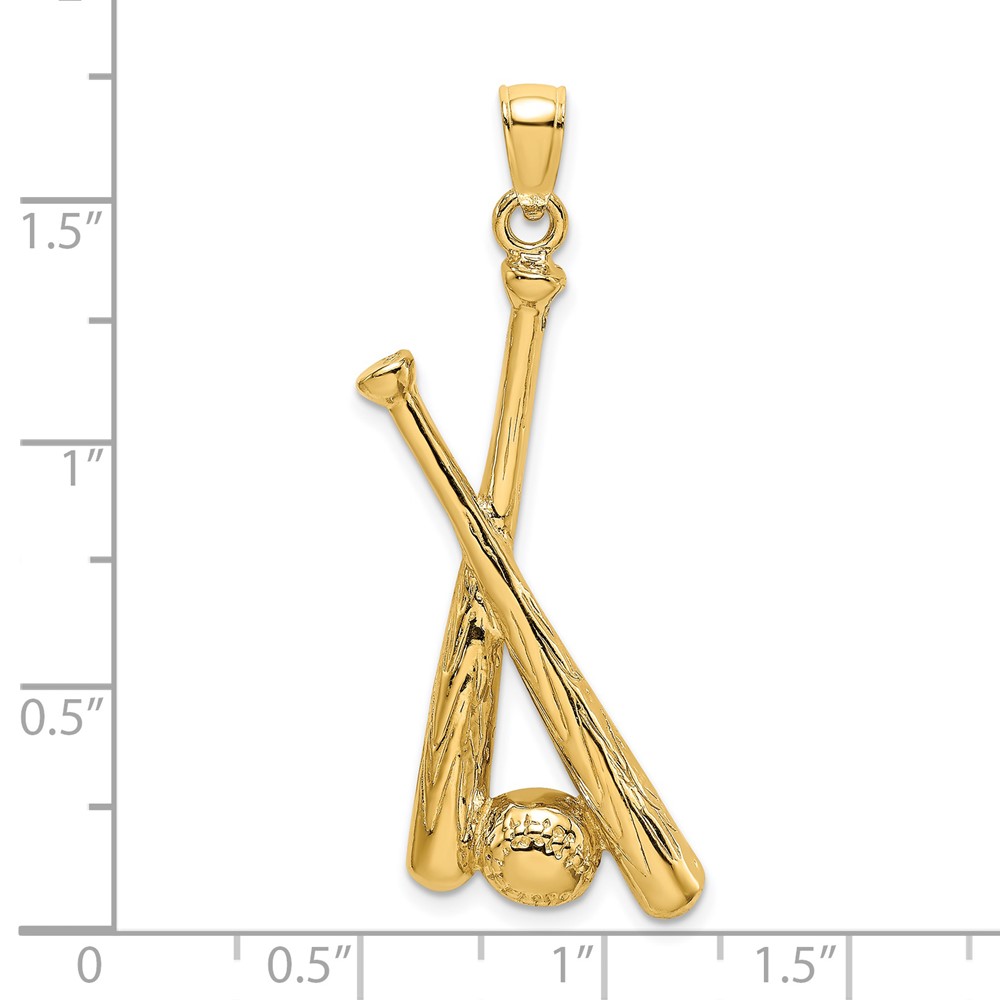 14K 2-D Baseball Bats and Ball Charm (K8756)