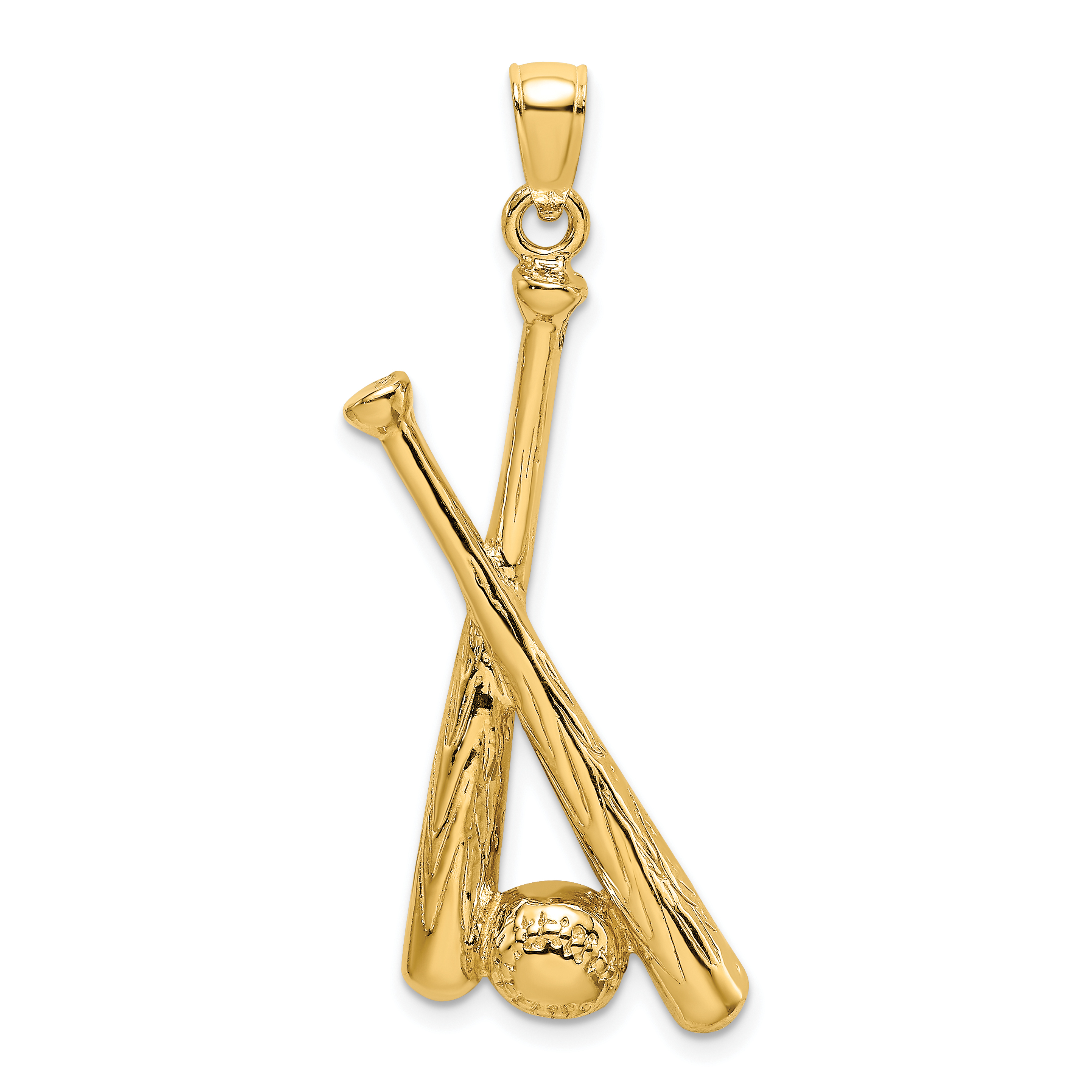 14K 2-D Baseball Bats and Ball Charm (K8756)
