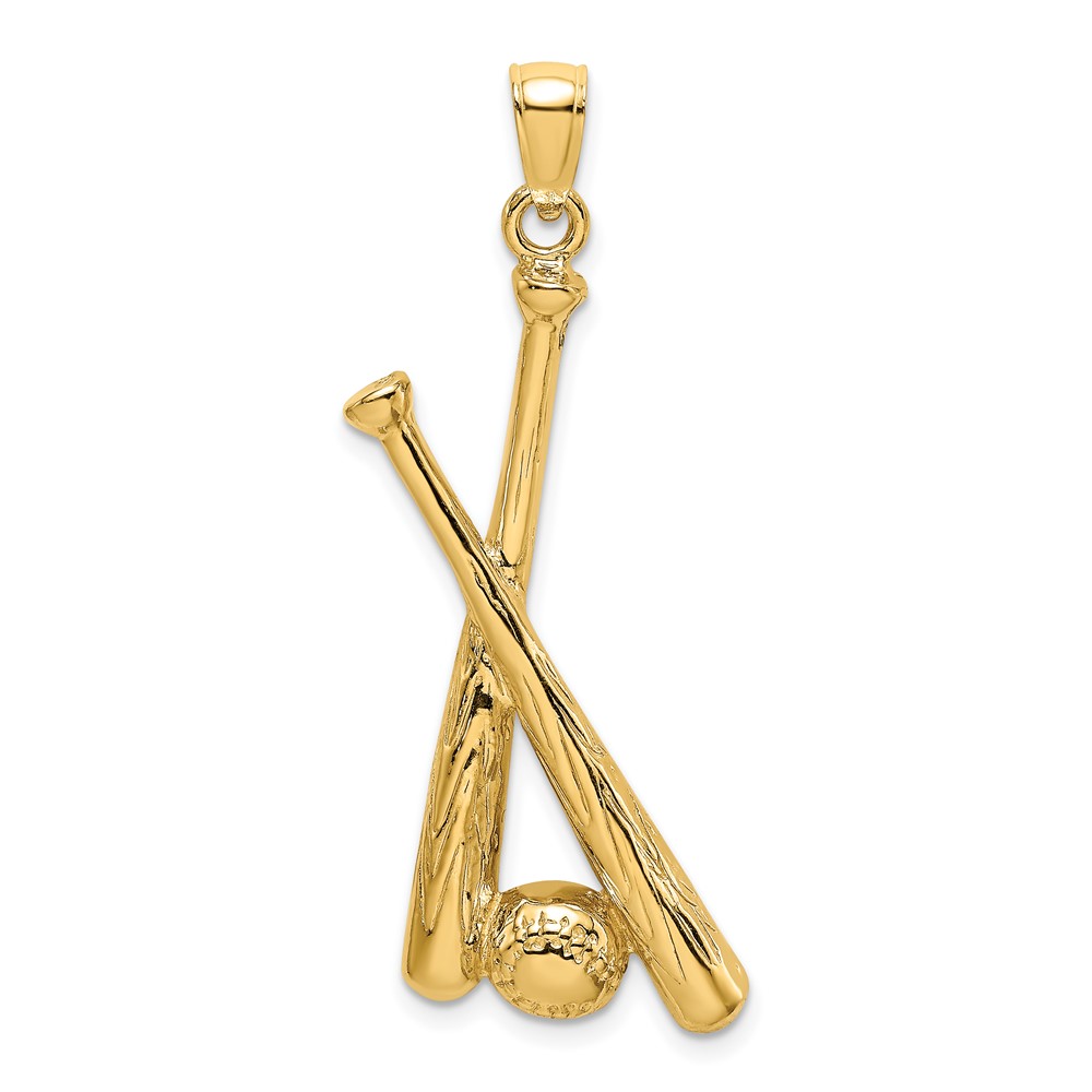 14K 2-D Baseball Bats and Ball Charm (K8756)