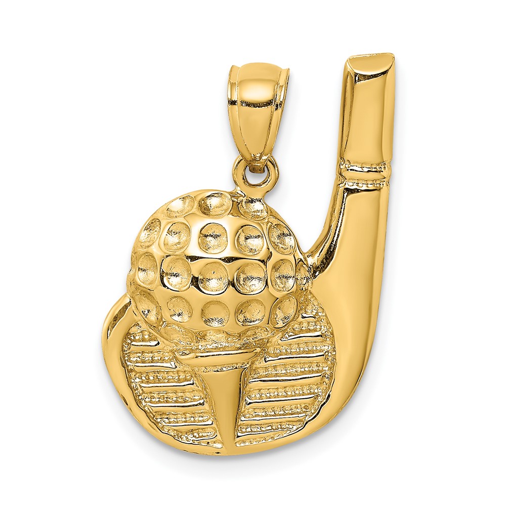 14K 2-D Golf Club and Ball On Tee Charm (K8768)