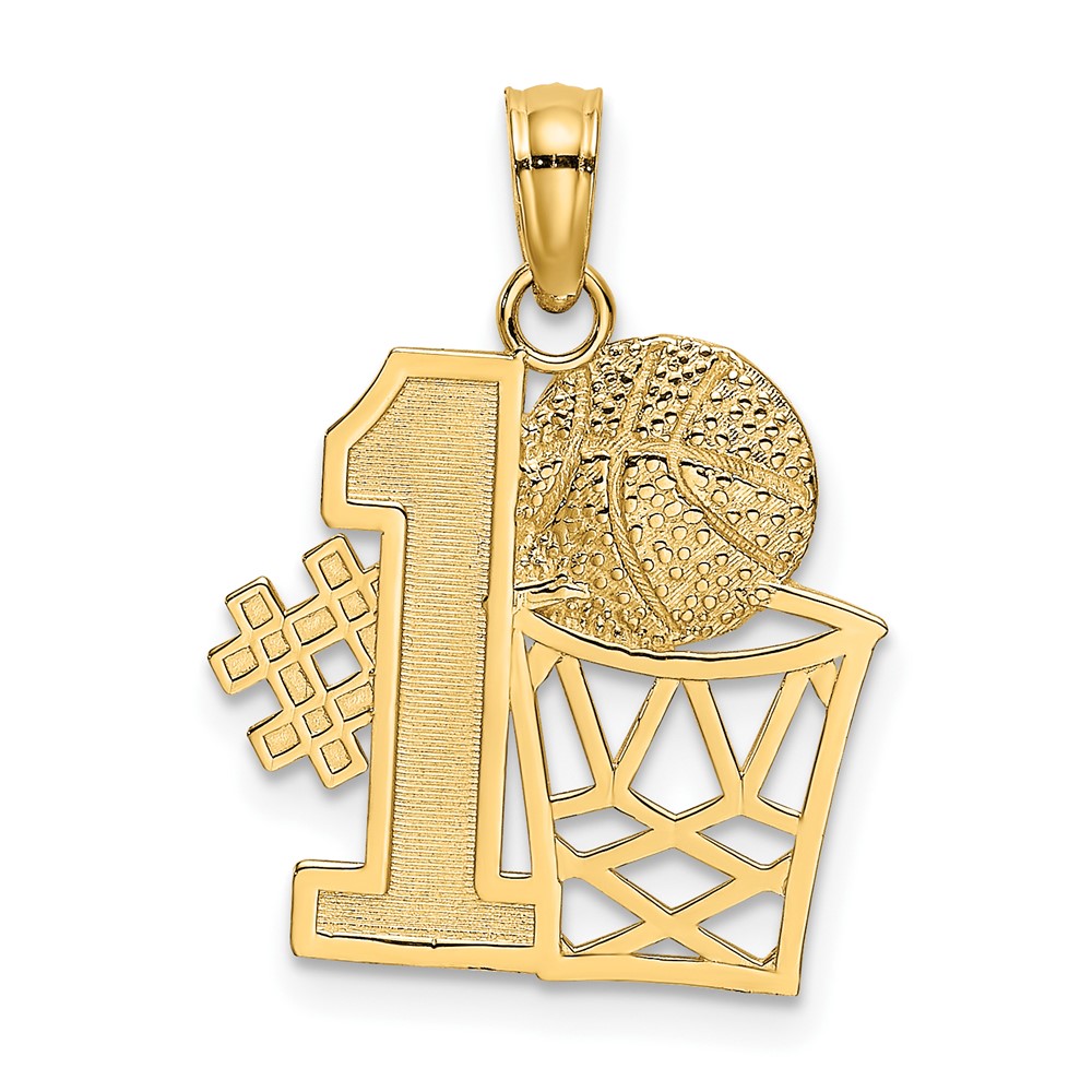 14K #1 Basketball w/ Hoop Charm (K8775)