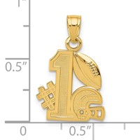 14K Yellow Gold #1 Football Charm with Helmet and Ball view 4