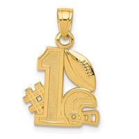 14K Yellow Gold #1 Football Charm with Helmet and Ball view 1