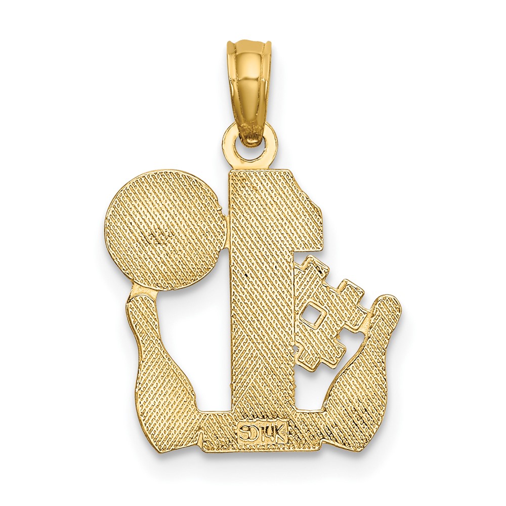 14K #1 Bowling Ball and Two Pins Charm (K8778)
