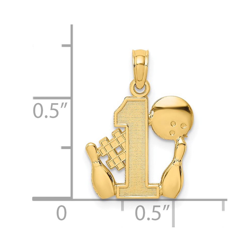 14K #1 Bowling Ball and Two Pins Charm (K8778)