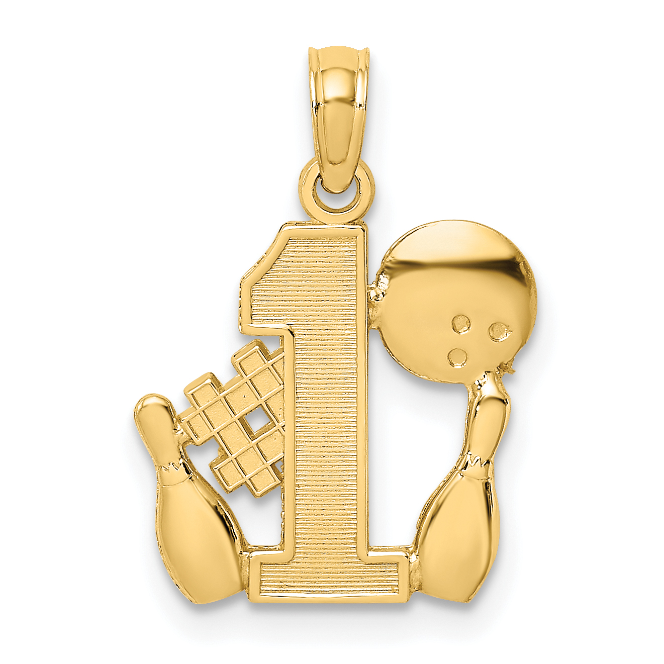 14K #1 Bowling Ball and Two Pins Charm (K8778)