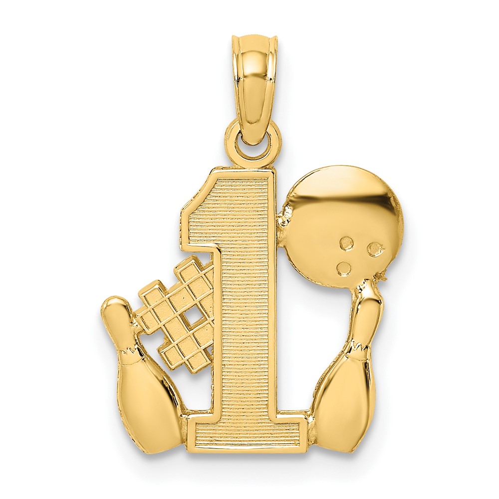 14K #1 Bowling Ball and Two Pins Charm (K8778)