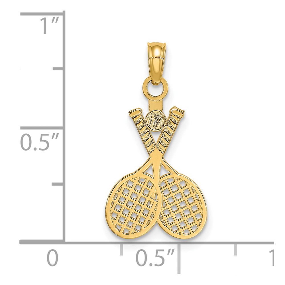 14K Double Tennis Racket w/ Ball Charm (K8779)