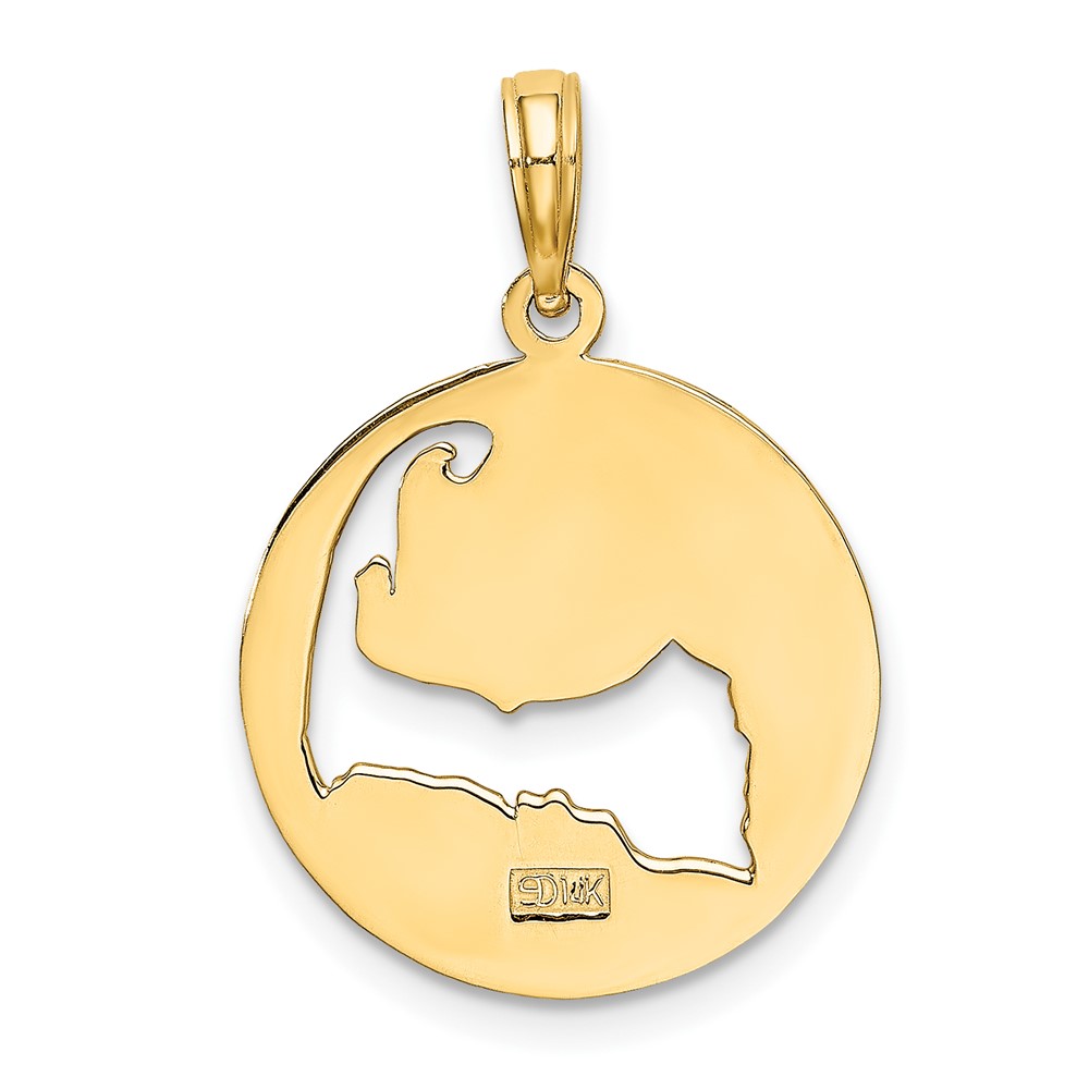 14K Polished Cut-Out CAPE COD Map Charm (K8782)