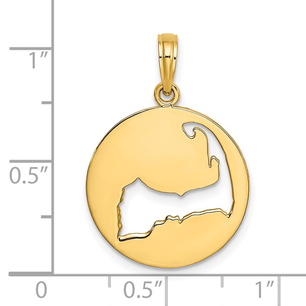 14K Polished Cut-Out CAPE COD Map Charm (K8782)