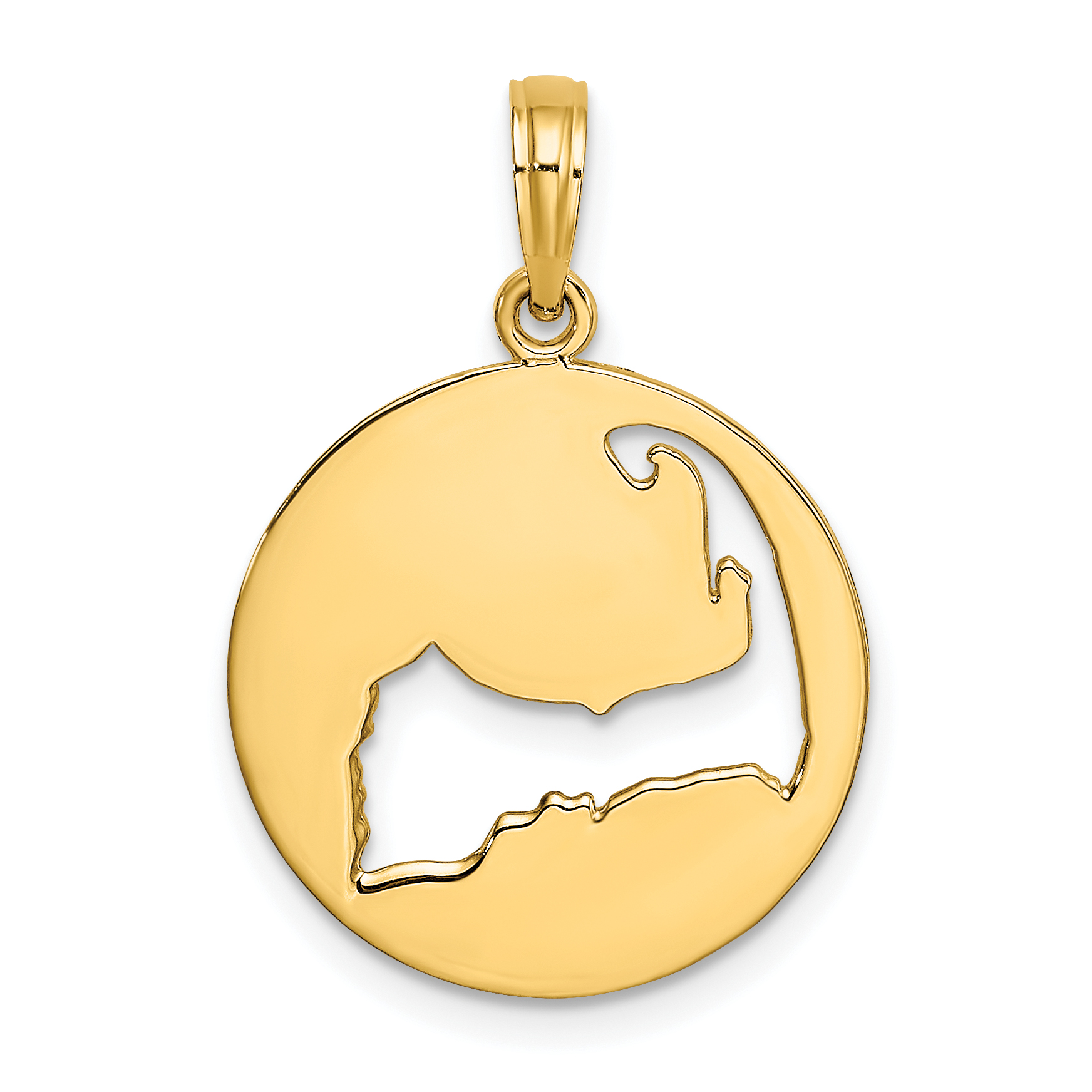 14K Polished Cut-Out CAPE COD Map Charm (K8782)