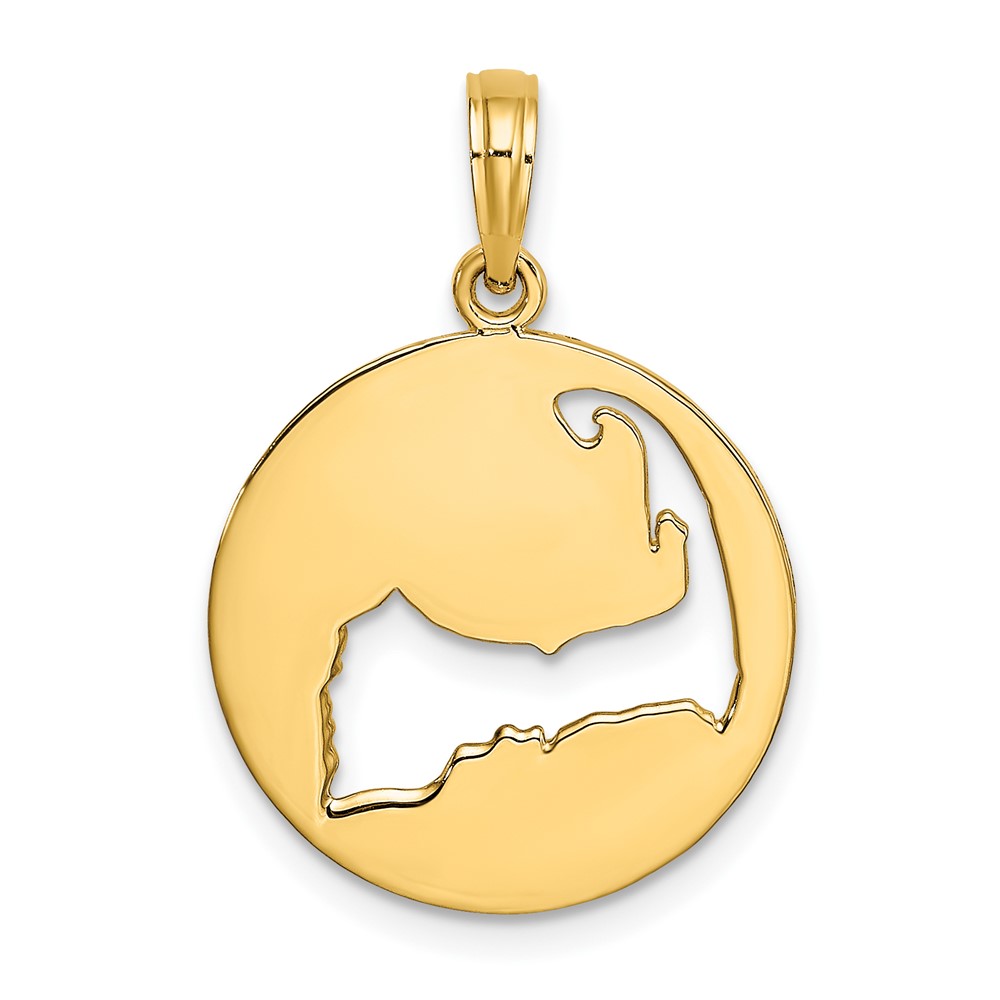 14K Polished Cut-Out CAPE COD Map Charm (K8782)
