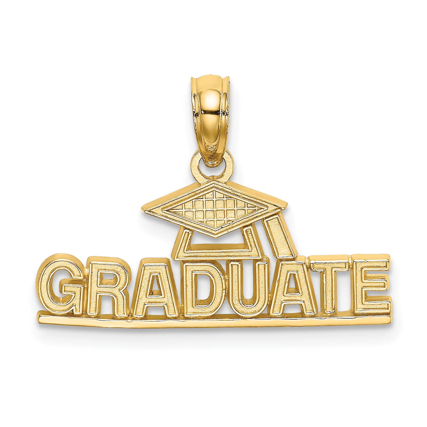 14K Polished GRADUATE Under Cap Charm (K8814)