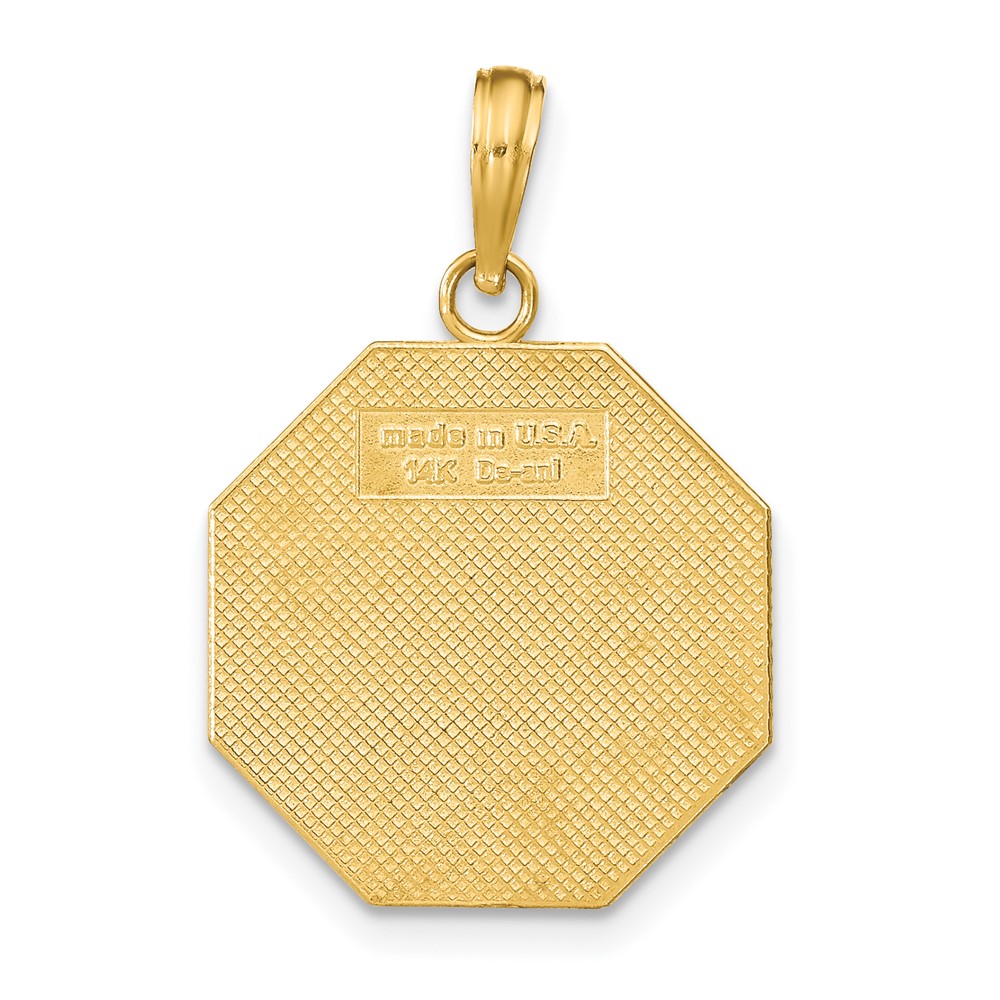 14k Polished I'LL NEVER STOP LOVING YOU Stopsign Pendant (K8822)