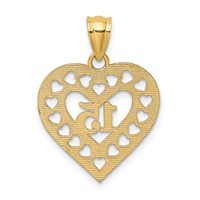 14K Yellow Gold Cut-out Heart Charm, 15" view 3
