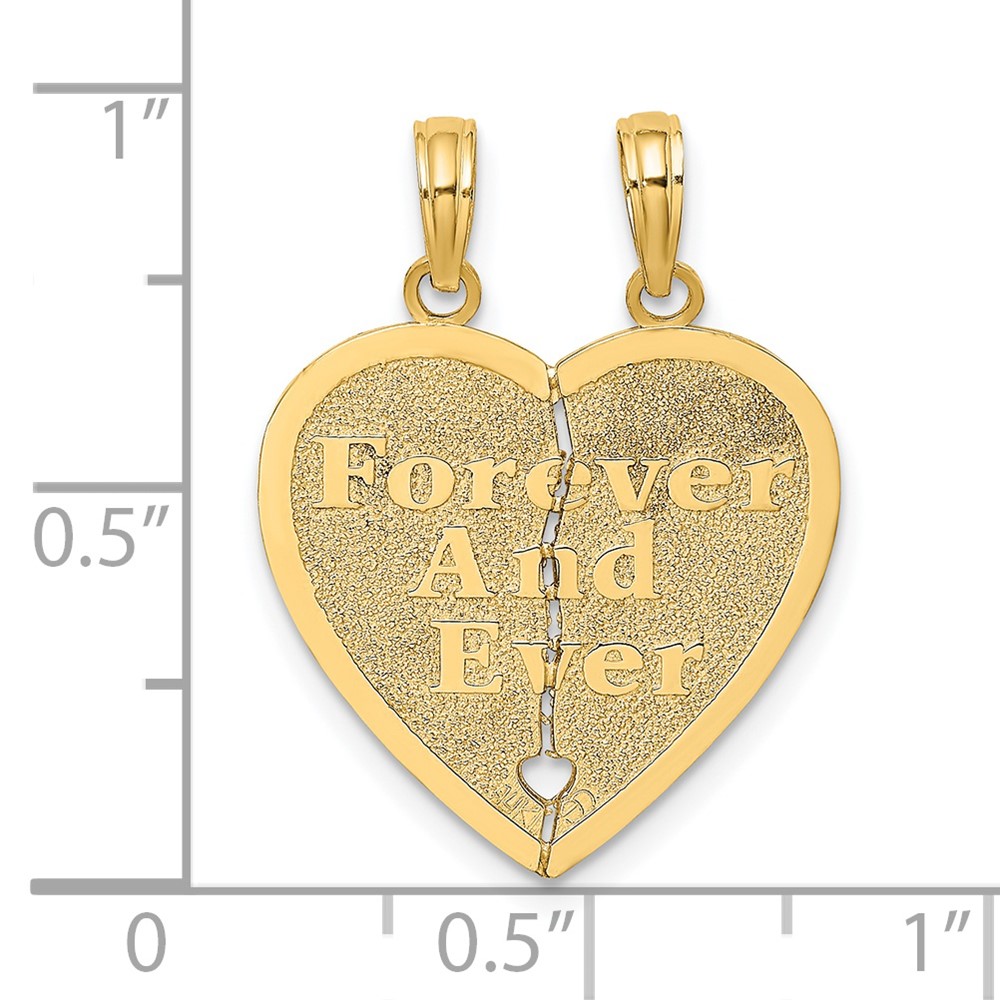14k FOREVER AND EVER Break-Apart Heart Charm (K8853)