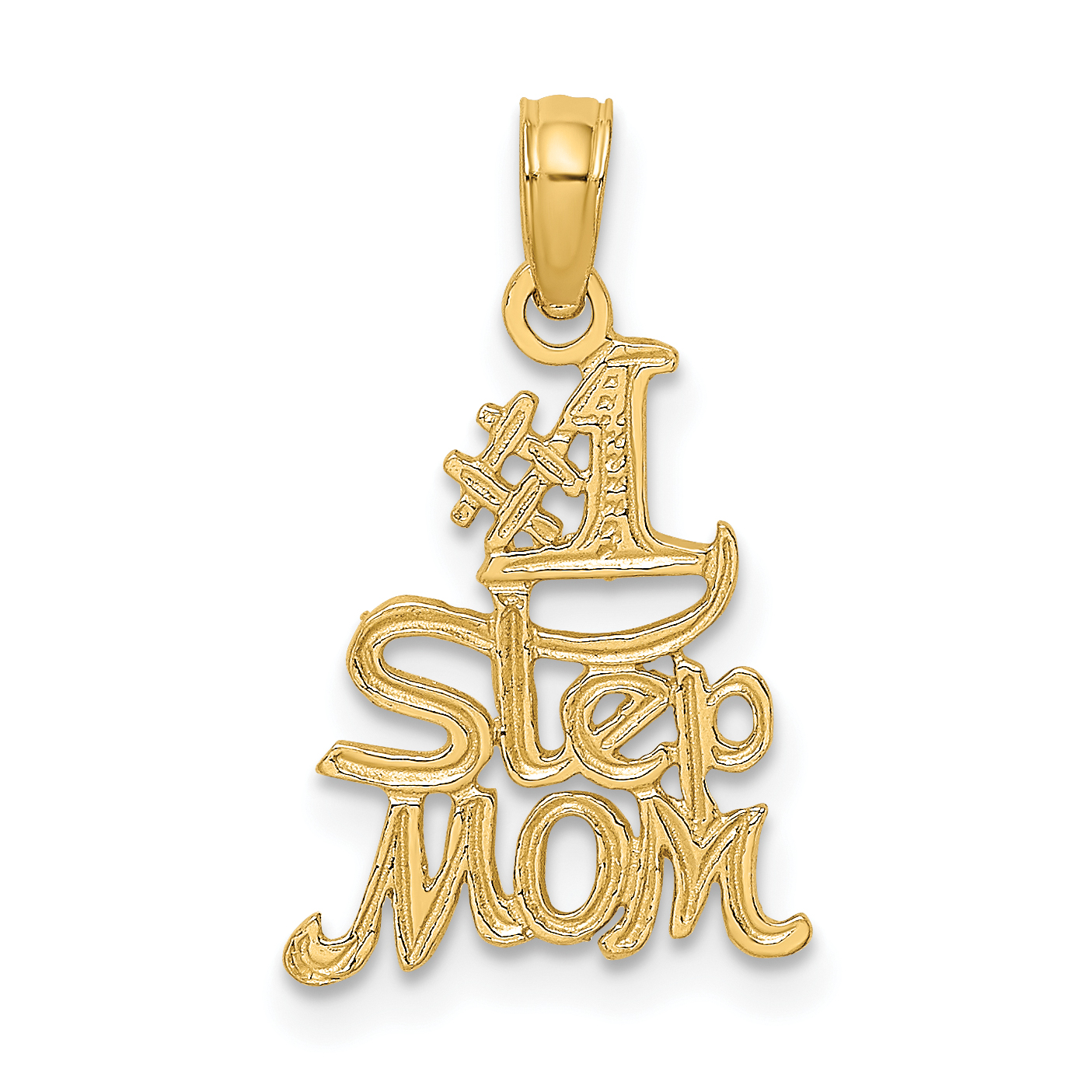 14K Polished Engraved #1 STEP MOM Charm (K8854)