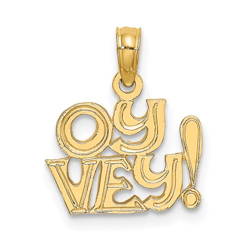 14K Polished and Textured OY VEY Charm