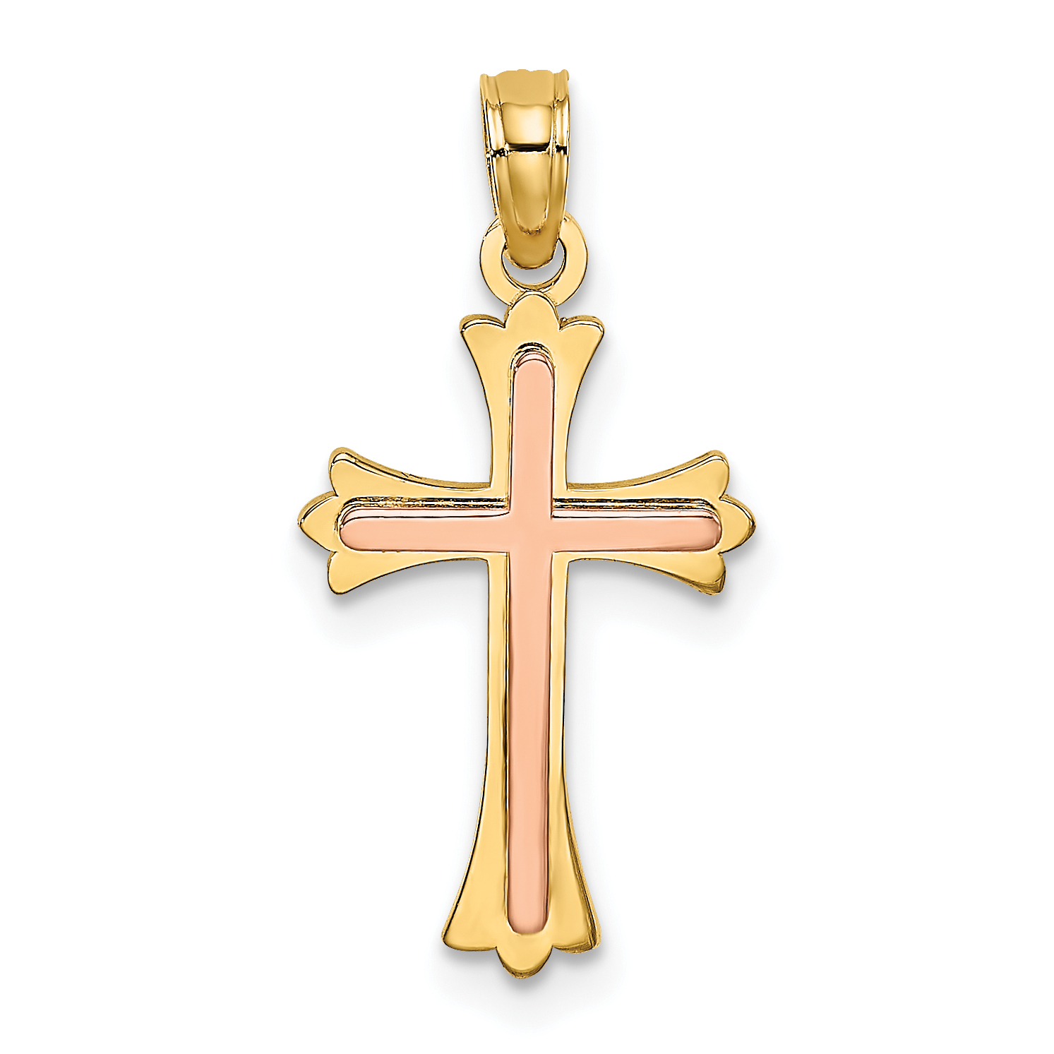 14K Two-Tone Cross Charm (K9067)