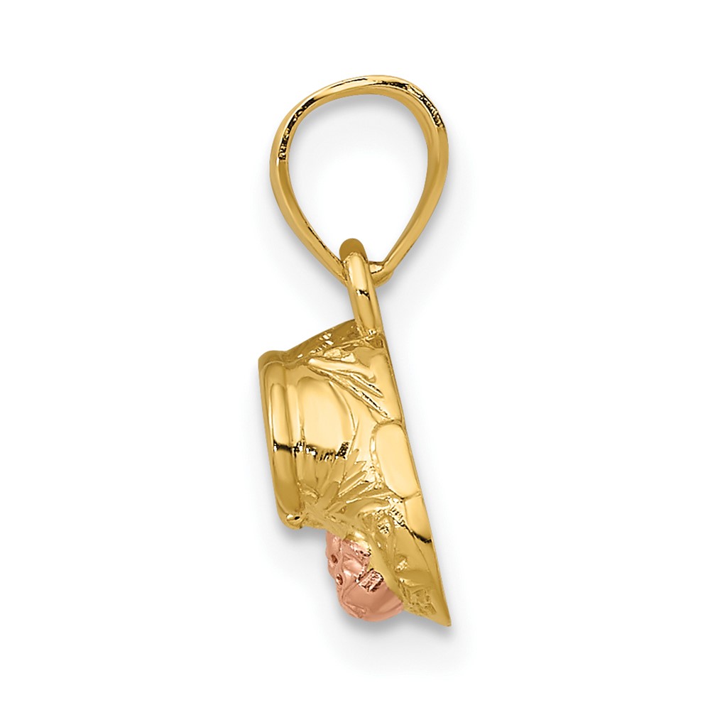 14k  3D Two-Tone Baby Booties w/ Teddy Bear Charm (K9109)