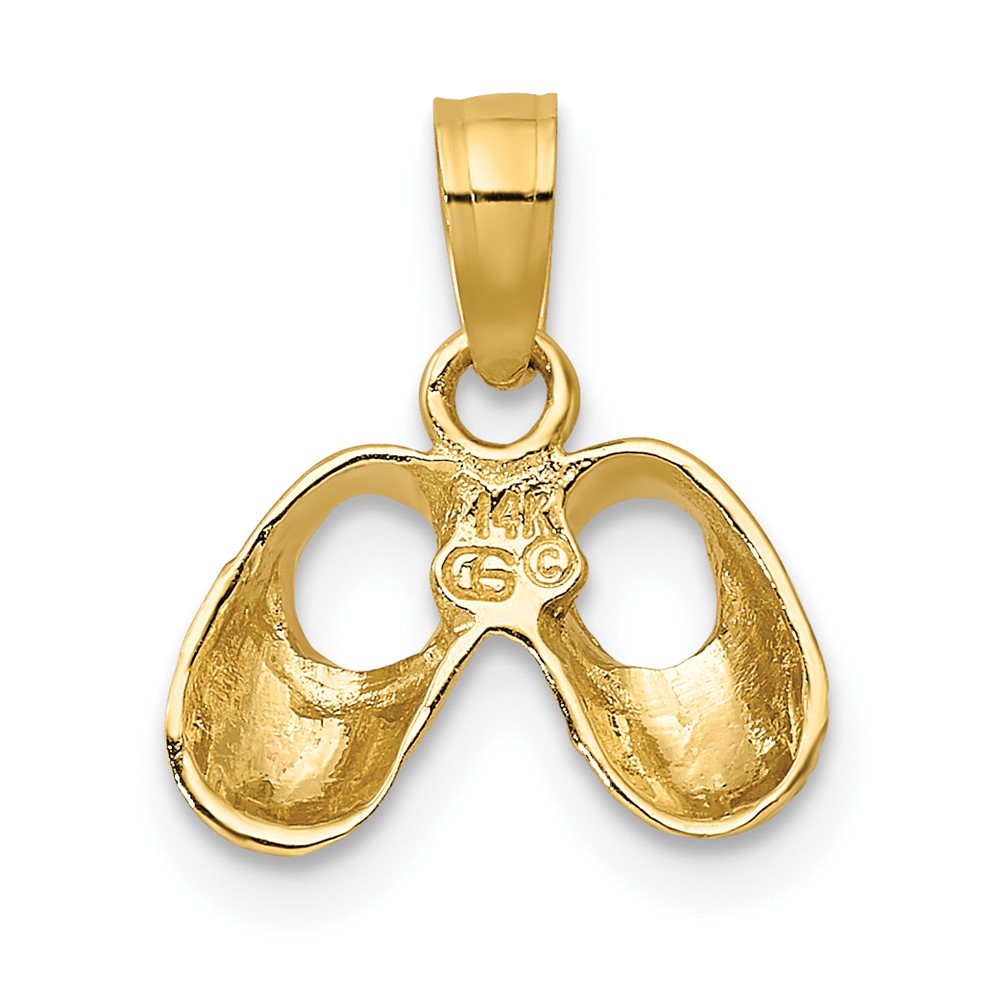 14k  3D Two-Tone Baby Booties w/ Teddy Bear Charm (K9109)