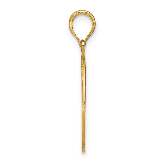 14K and White Rhodium Diamond-cut Filigree Round Charm