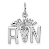 14K White Gold RN Registered Nurse Charm view 1