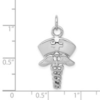 14K White Gold Nurse Symbol Charm view 4