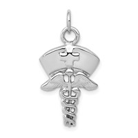 14K White Gold Nurse Symbol Charm view 1