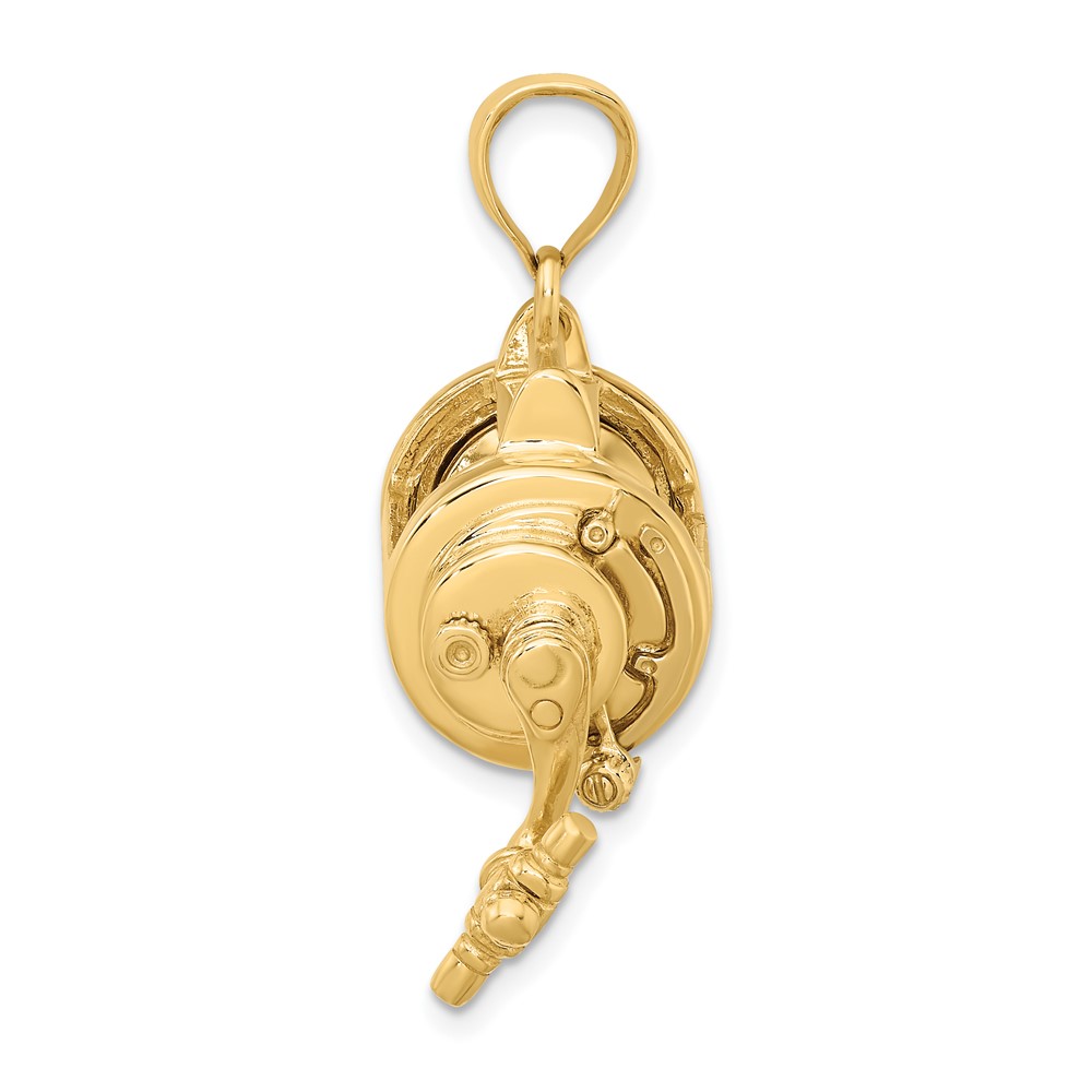 14K Moveable 3D Fishing Reel Charm (K9160)
