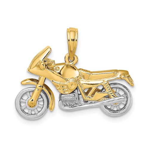 14k Two-tone 3-D Moveable Motorcycle Charm