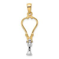 14K Two-Tone 3-D Stethoscope Pendant view 3