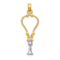 14K Two-Tone 3-D Stethoscope Pendant view 1