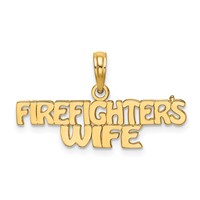 14K Yellow Gold Firefighter's Wife Charm view 1