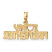 14K Yellow Gold I Heart MY Firefighter Charm view 4