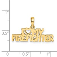 14K Yellow Gold I Heart MY Firefighter Charm view 3