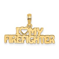 14K Yellow Gold I Heart MY Firefighter Charm view 1