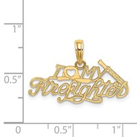 14K Yellow Gold I Heart MY Firefighter Charm view 3