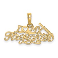 14K Yellow Gold I Heart MY Firefighter Charm view 1
