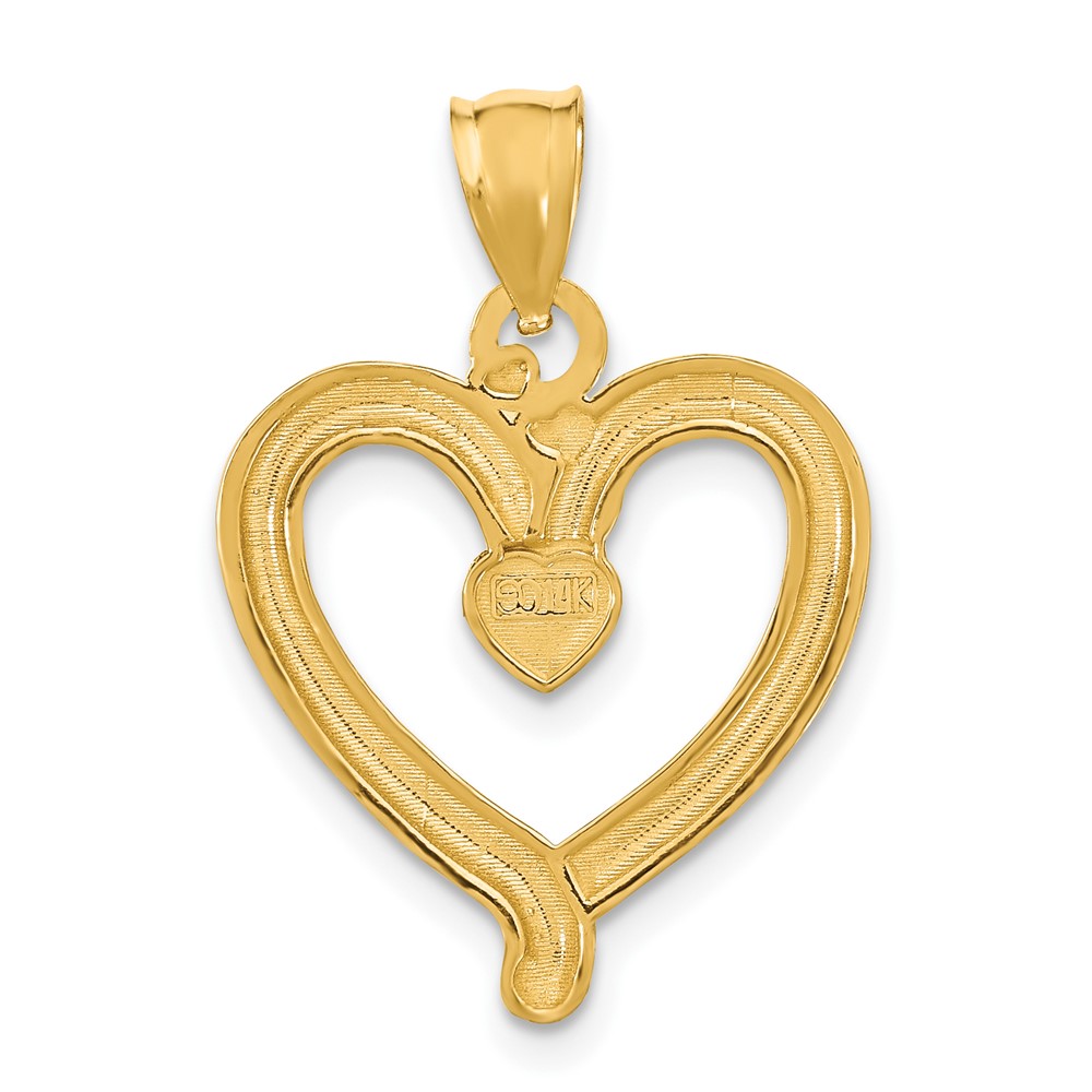 14k w/Rhodium Diamond-cut Heart Charm (K9295)