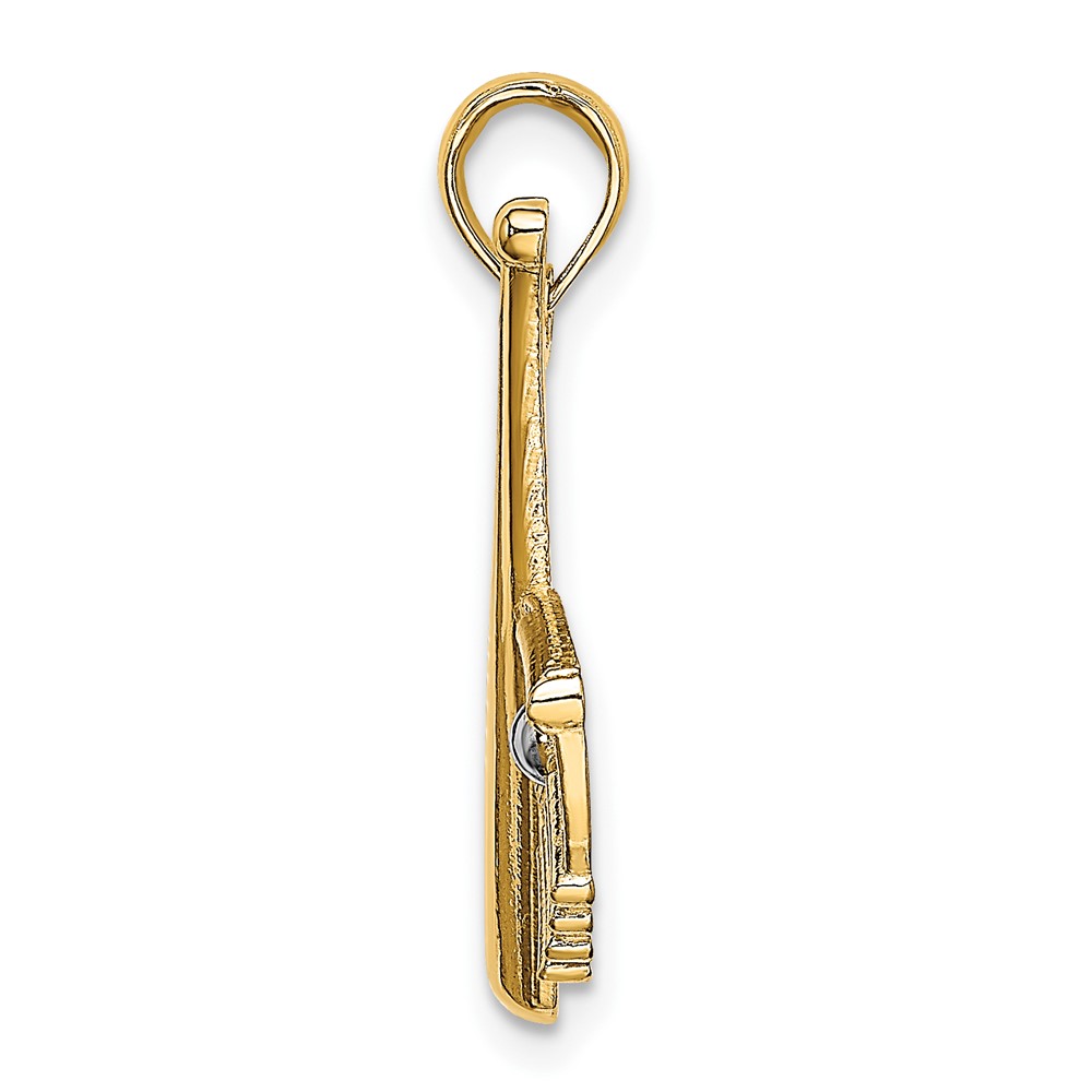 14K Baseball Bat With Rhodium Ball Charm (K9301)
