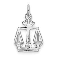 14K White Gold Flat-Backed Scales of Justice Charm view 3