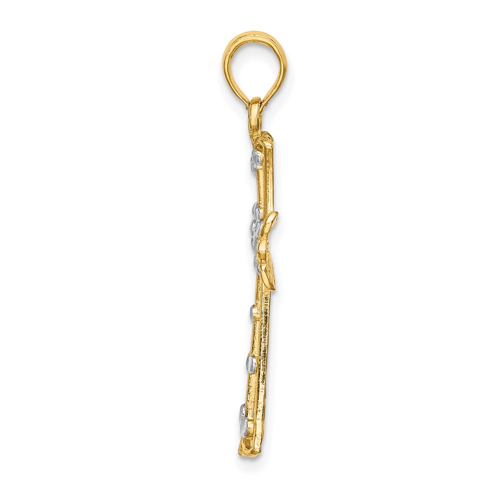 14K w/Rhodium D/C Cross Charm (K9332)