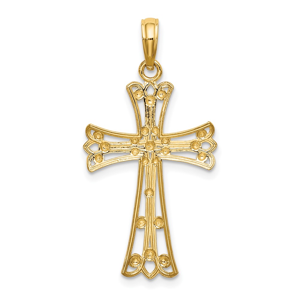 14K w/Rhodium D/C Cross Charm (K9332)
