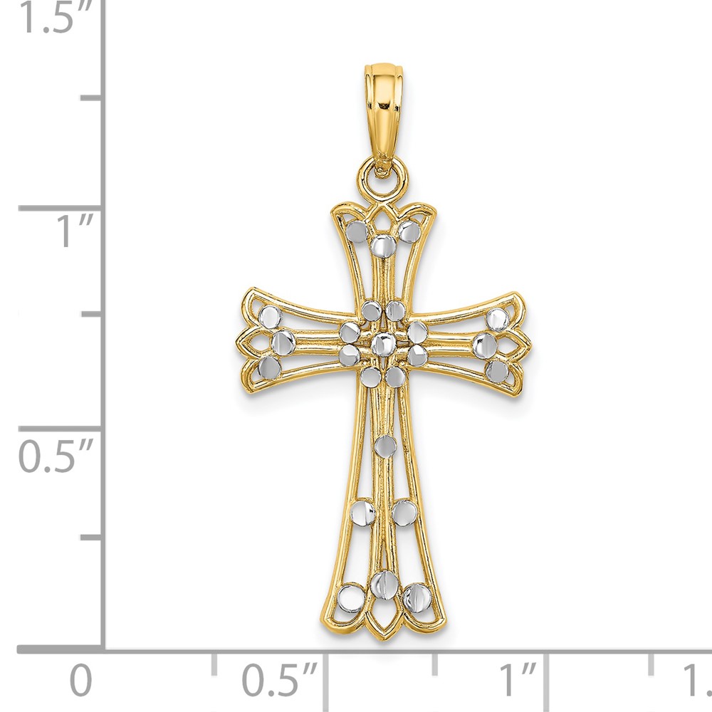 14K w/Rhodium D/C Cross Charm (K9332)