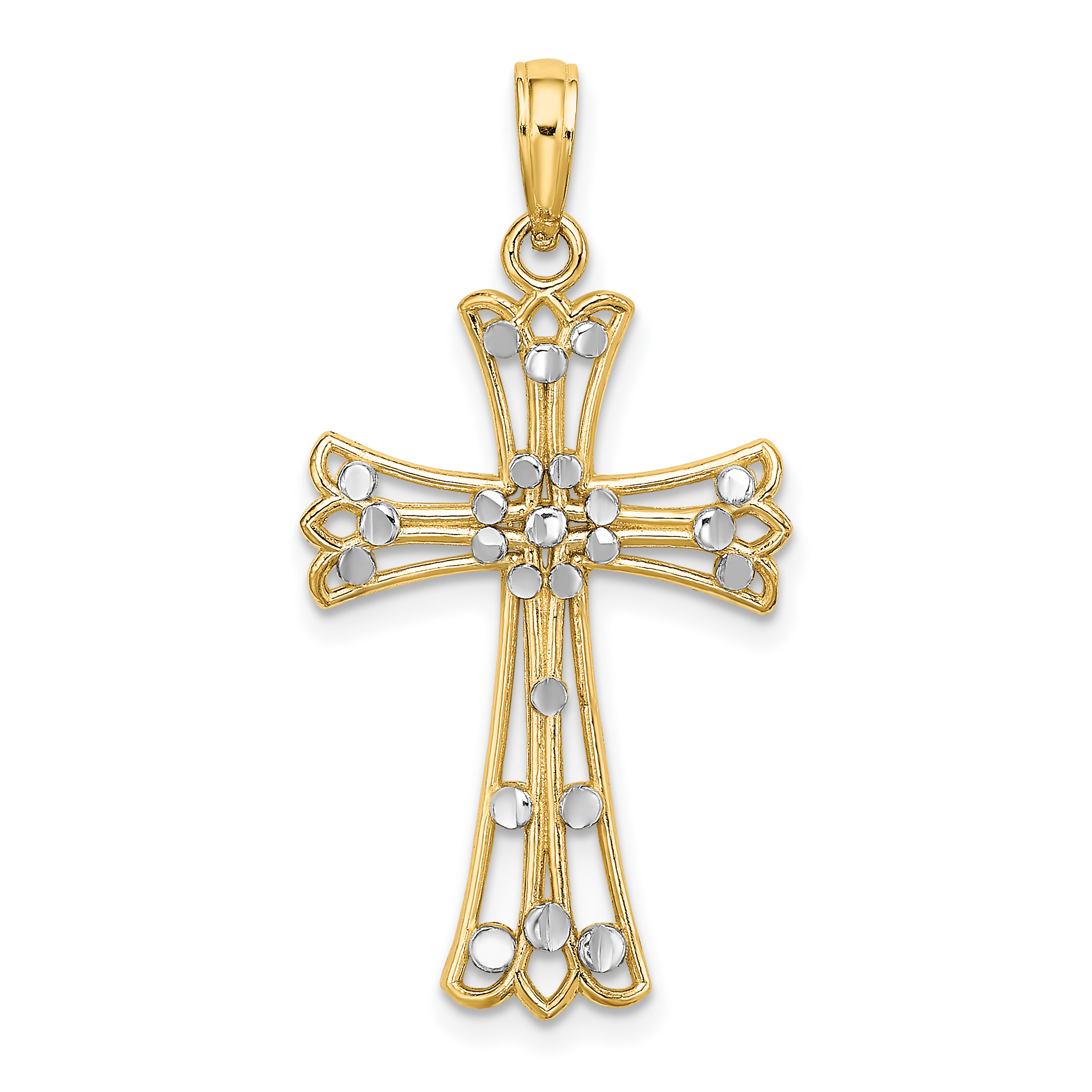 14K w/Rhodium D/C Cross Charm (K9332)