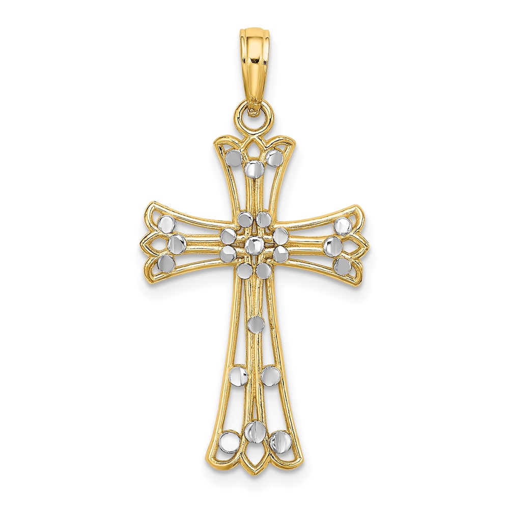 14K w/Rhodium D/C Cross Charm (K9332)