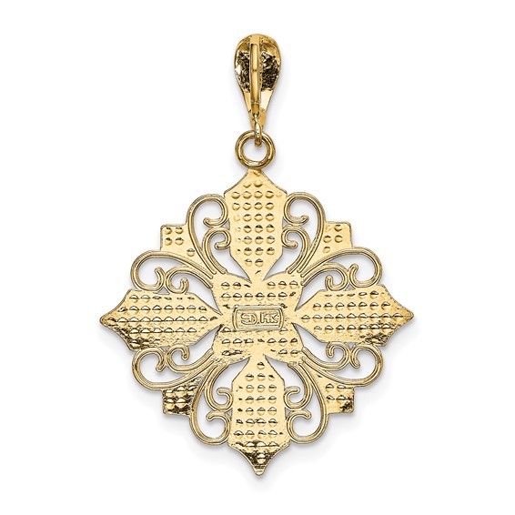 14k and White Rhodium Cut-out Cross Medallion Charm